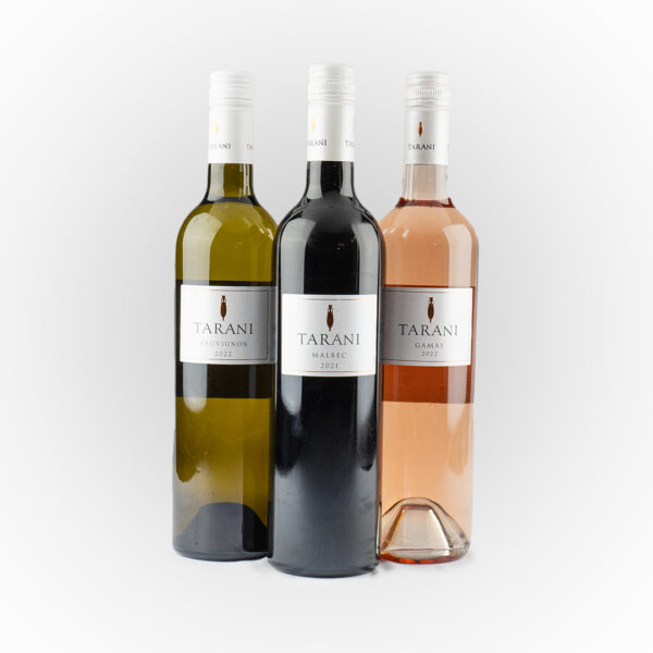 Tarani Malbec (Rood), Sauvignon Blanc (Wit), Gamay (Rose)